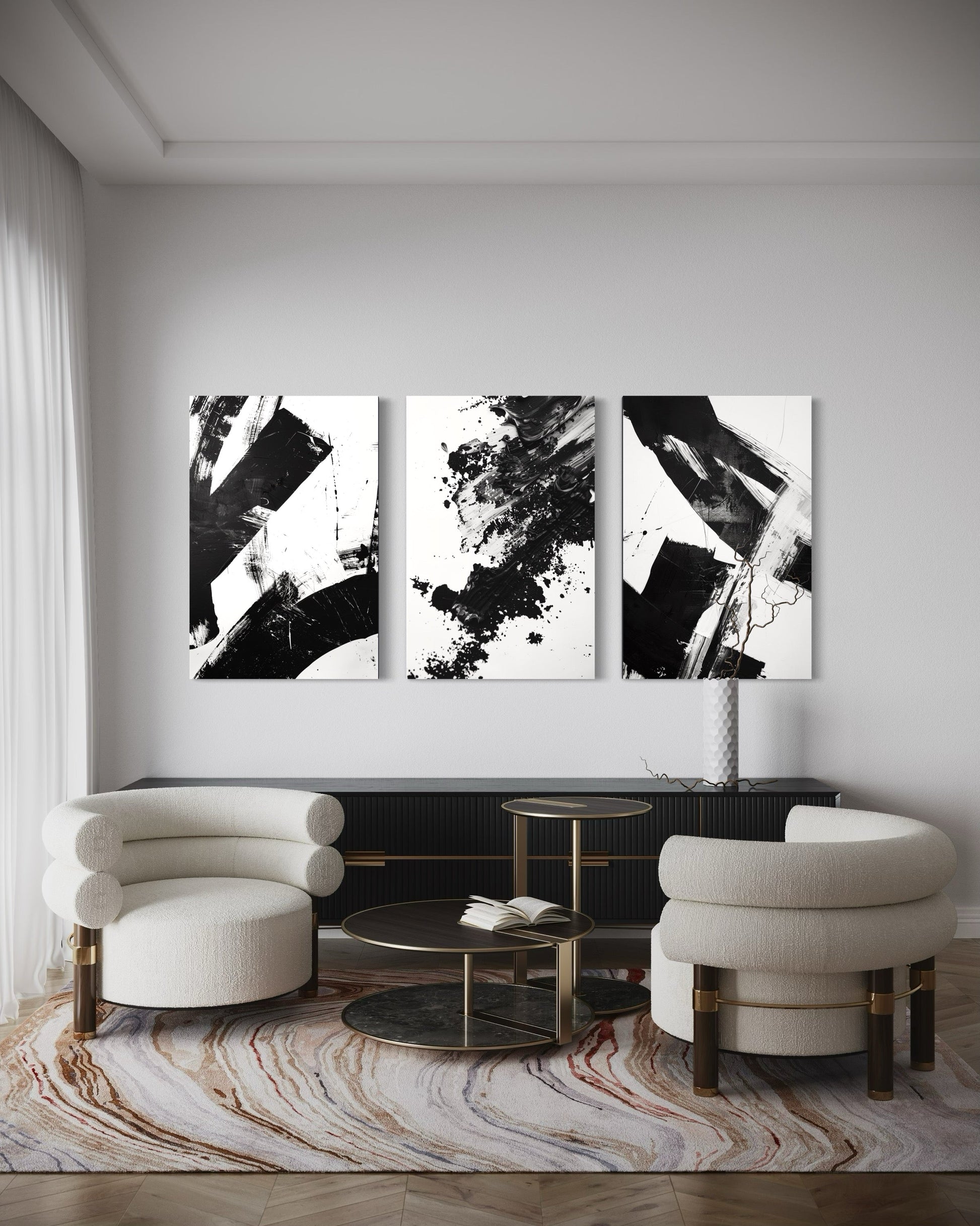 Noir Blanc Set of 3 Wall Art - Blanq Canvas