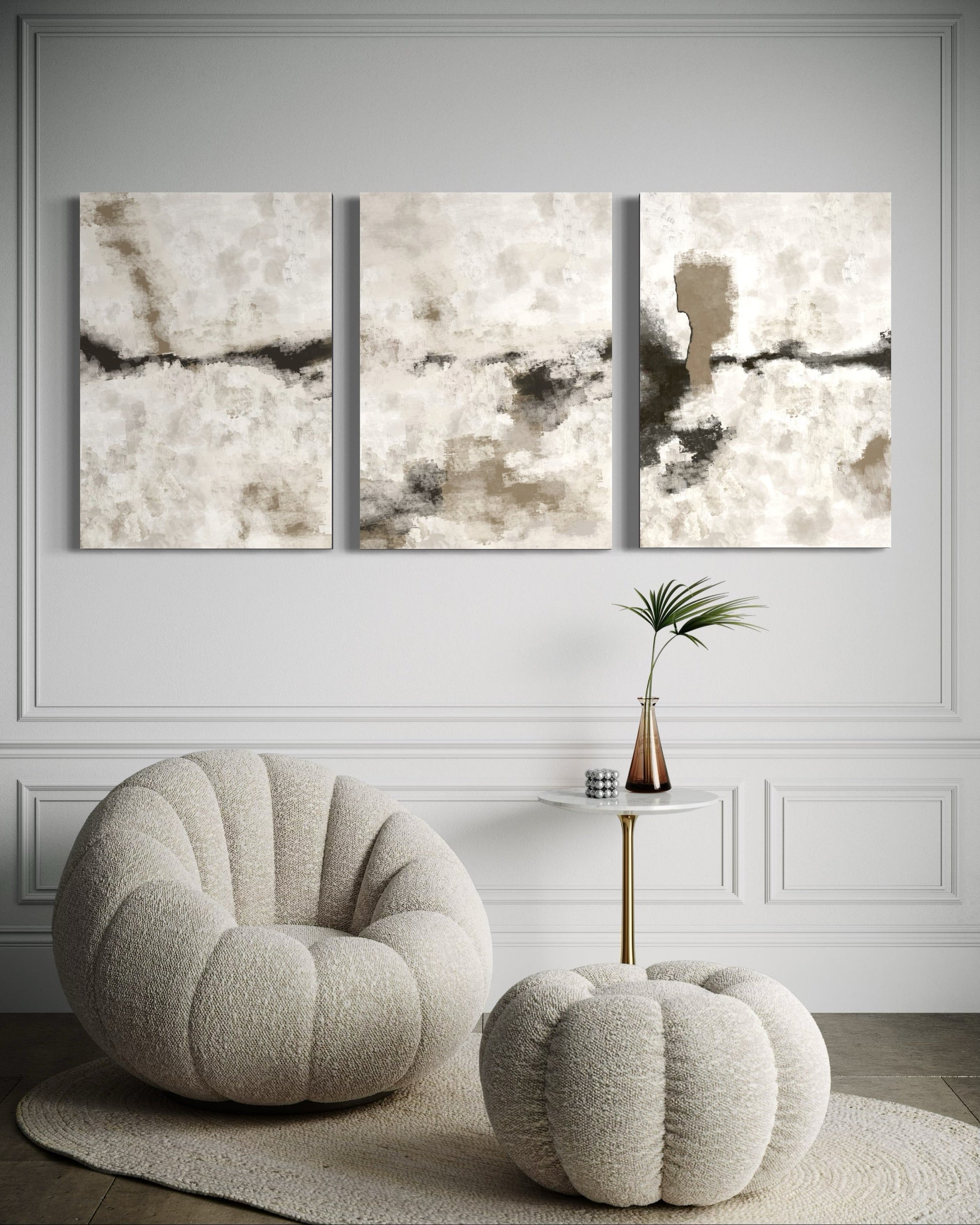 Silver Clouds Set Of 3 Wall Art 