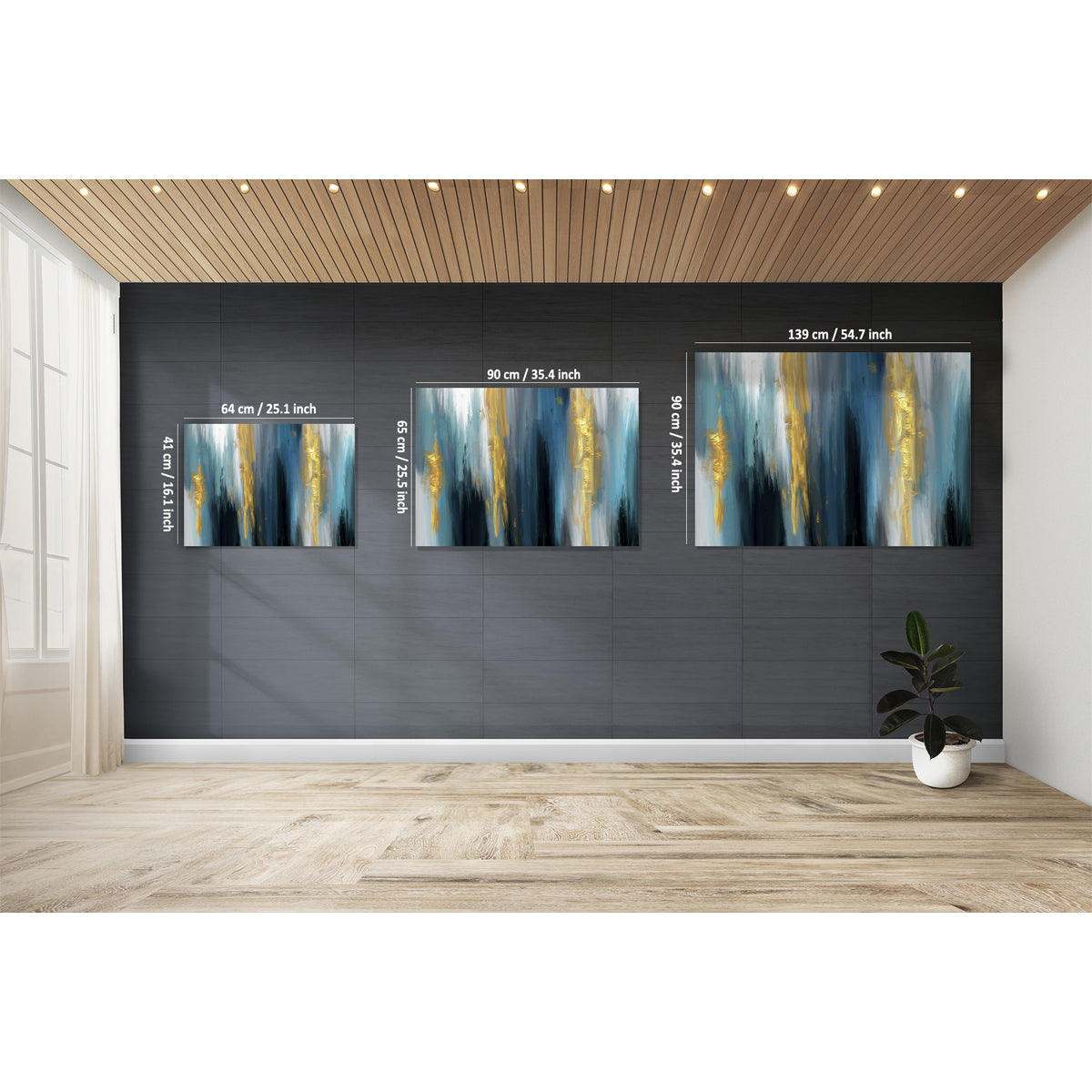 Teal Horizon Abstract Canvas