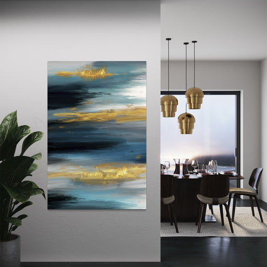 Teal Horizon Abstract Canvas - Blanq Canvas